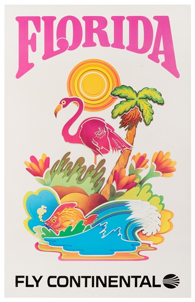  Fly Continental / Florida. 1970s. Colorful offset lithograp...