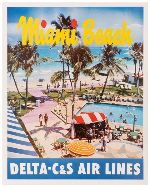  Delta-C&S Air Lines / Miami Beach. 1950s. Color photo-offse...