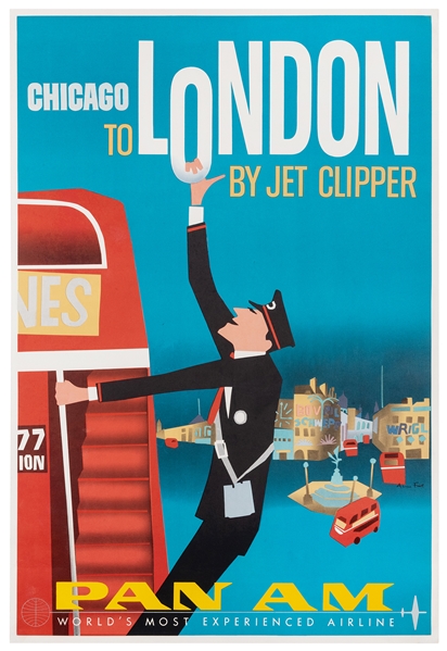  Fine, Aaron. Chicago to London by Jet Clipper. Circa 1960s....
