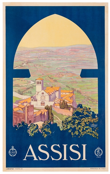  Grassi, Vittorio. Assisi. Rome: Grafia, ca. 1930. Lithograp...