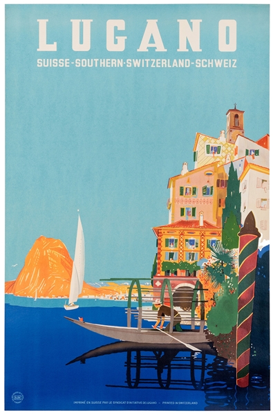  Lugano. Switzerland, ca. 1940. Lithograph in colors. 40 x 2...