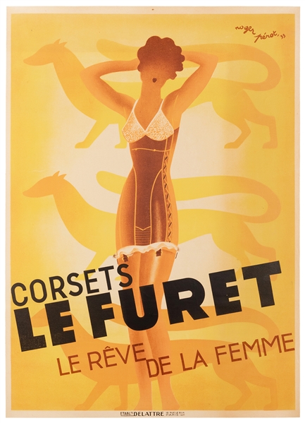  Pérot, Roger (1908–1976). Corsets le Furet. Paris: Delattre...