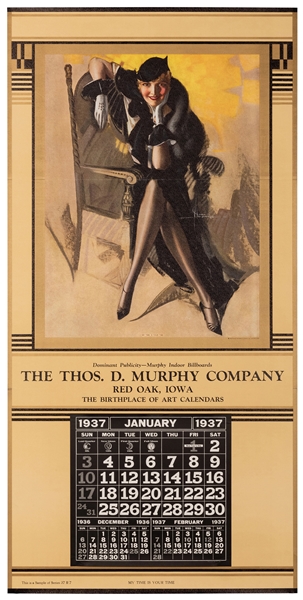  [Pin-Up] Armstrong, Rolf. Pin-Up Calendar. 1937. Sample cal...