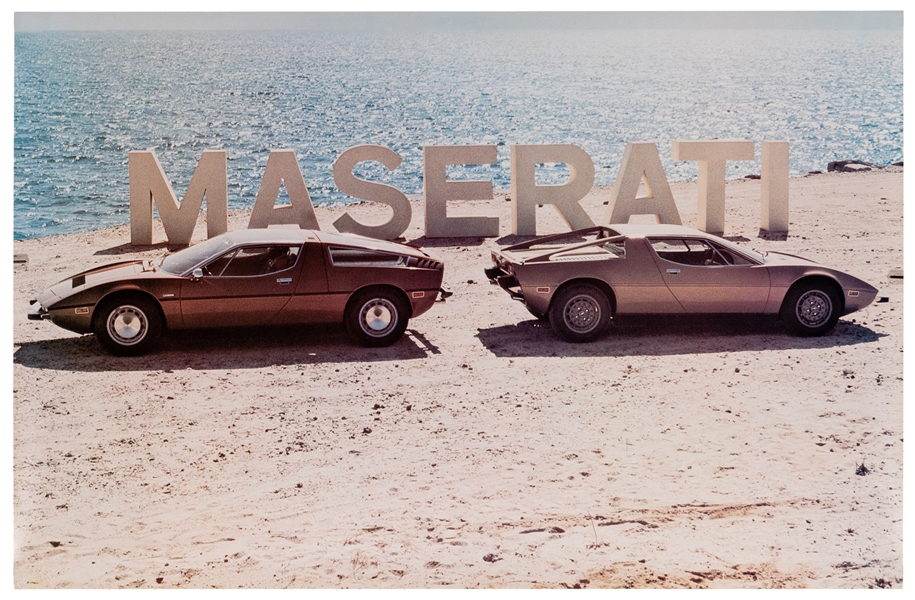  Maserati Auto Showroom Poster. 1972/73. Photo-offset poster...