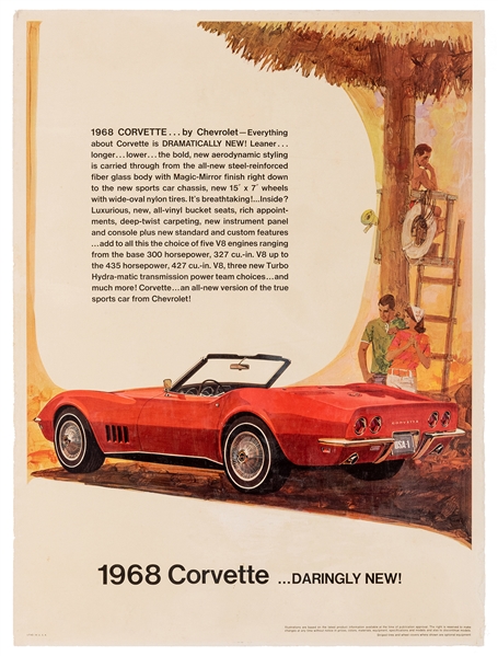  1968 Corvette…Daringly New. USA, (1968). Dealer/showroom po...