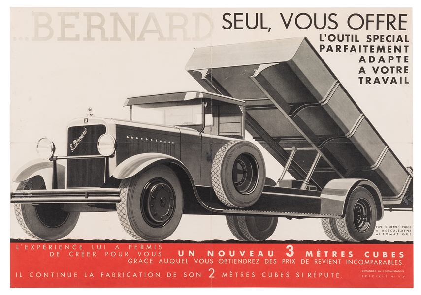  [Camions] Bernard. French, ca. 1938. An advertisement for t...