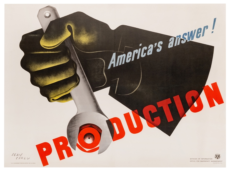  [WWII Propaganda] Carlu, Jean (1900–1997). America’s Answer...