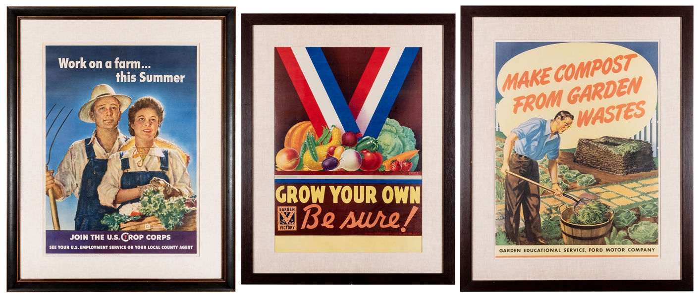  [WWII Rationing] Three WWII Victory Garden Posters. Circa 1...