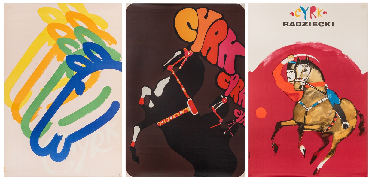  Cyrk. Trio of Horse / Equestrian Posters. 1960s/70s. Offset...