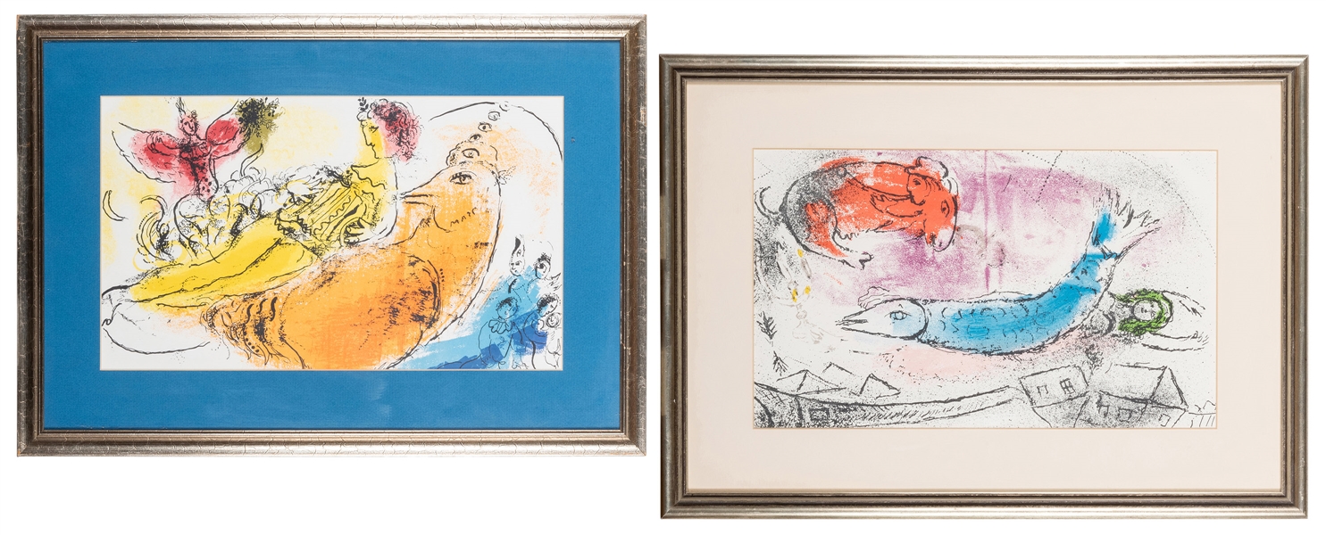  Chagall, Marc (1887-1985), after. Two Lithographs. Color li...