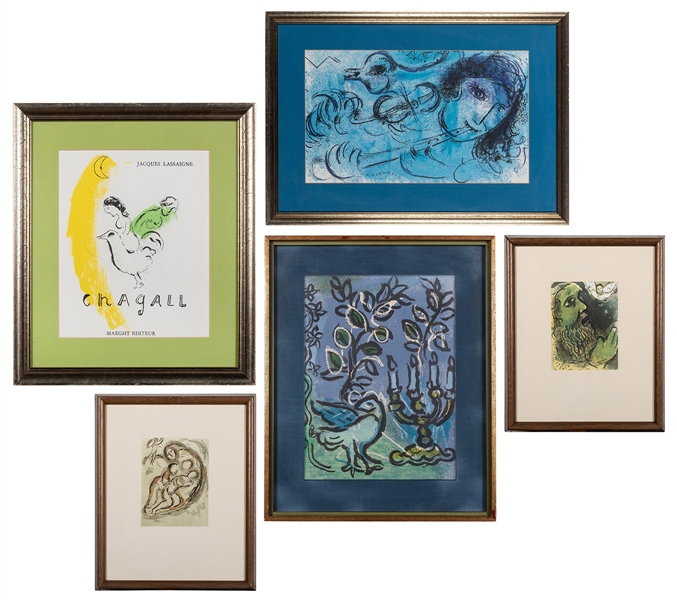 Chagall, Marc (1887-1985), after. Five Framed Chagall Print...