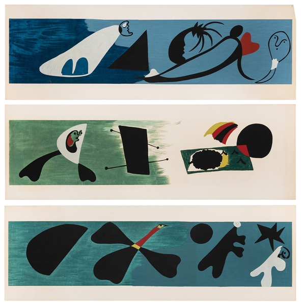 Miró, Joan (1893–1983). Three Color Lithographs with Pochoi...