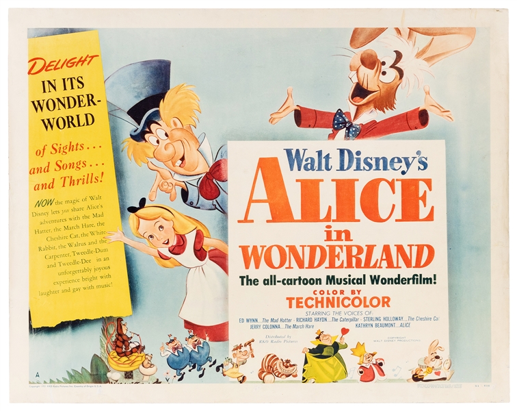 Alice in Wonderland. RKO, 1951. Style A. Walt Disney’s adap...