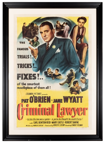  Criminal Lawyer. Columbia, 1951. Drama starring Pat O’Brien...