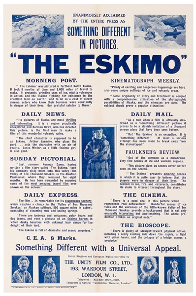  “The Eskimo”. London: The Unity Film Co. Pictorial broadshe...