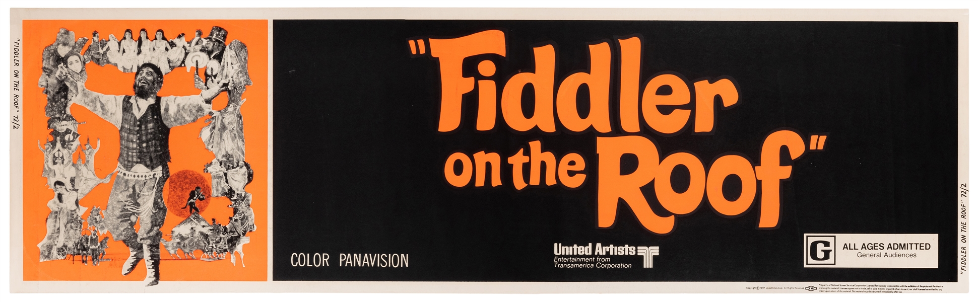  Fiddler on the Roof. United Artists, 1972. Silkscreen. Musi...
