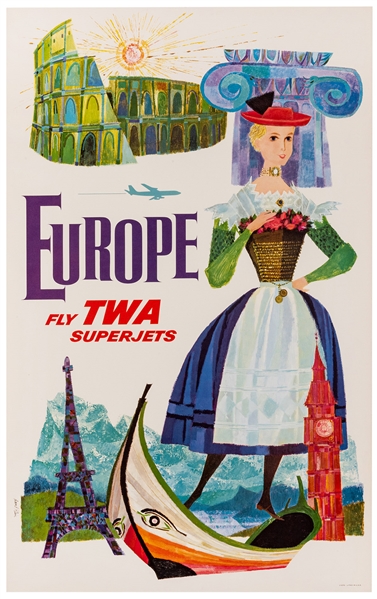  Klein, David (1918–2005). Europe / Fly TWA Superjets. Circa...