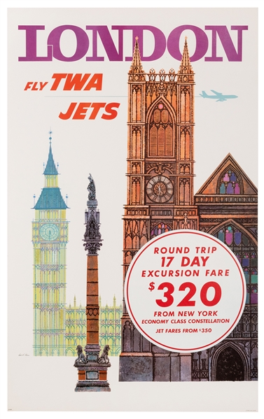  Klein, David (1918-2005). London / Fly TWA Jets. Circa 1960...