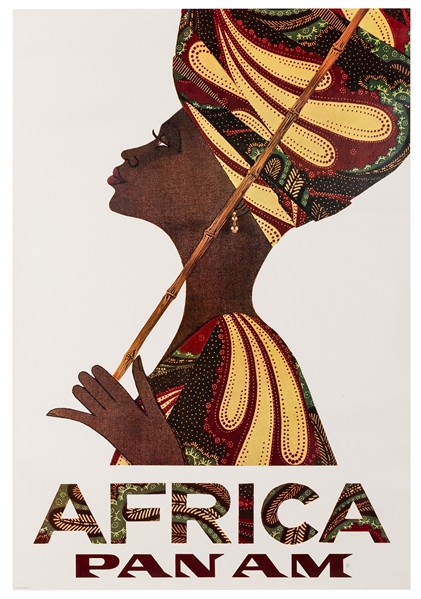  Pan Am / Africa. 1960s. Offset lithograph poster of a state...