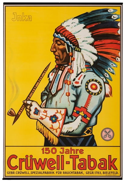  [Tobacco] Crüwell–Tabak “Jnka”. Germany, ca. 1920. Lithogra...
