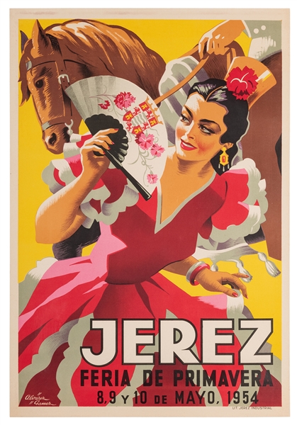  Gamez, Alvarez. Jerez / Feria de Primavera. 1954. Lithograp...