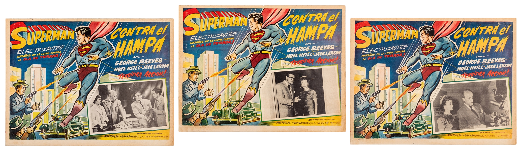  Superman Against the World Mexican Lobby Cards. 3 total. Co...