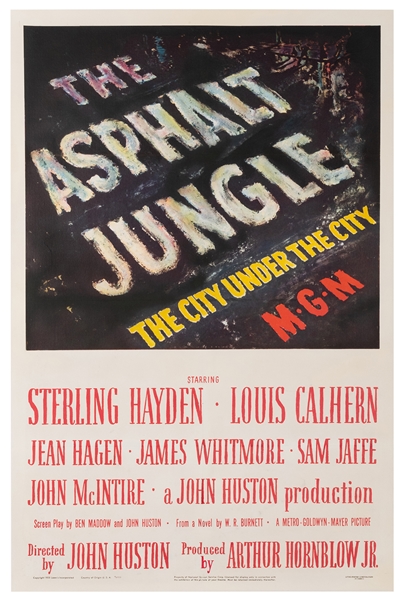 The Asphalt Jungle. MGM, 1950. One-sheet movie poster for t...