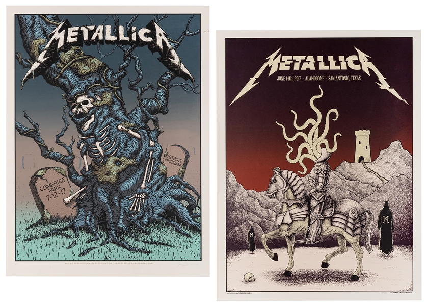  Metallica Artist Proof Gig Posters. 2017. Two posters, both...