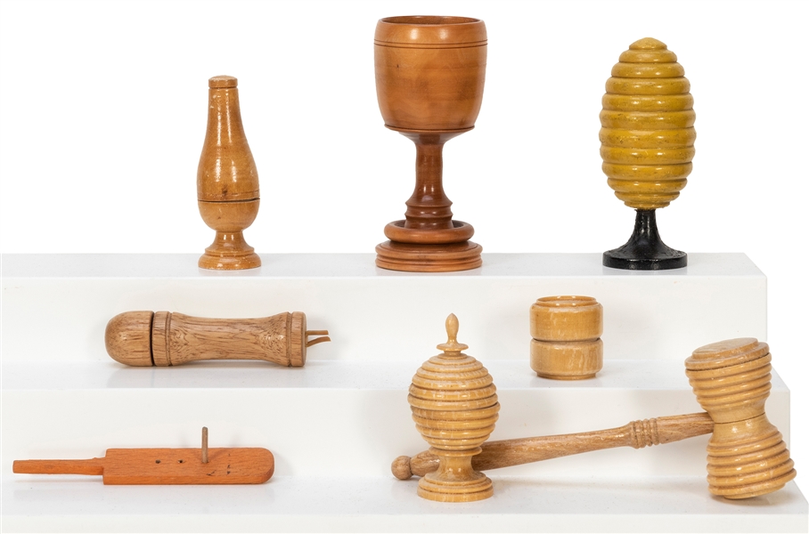  Group of 7 Wooden Magic Tricks. Including Ball Vase with Ma...