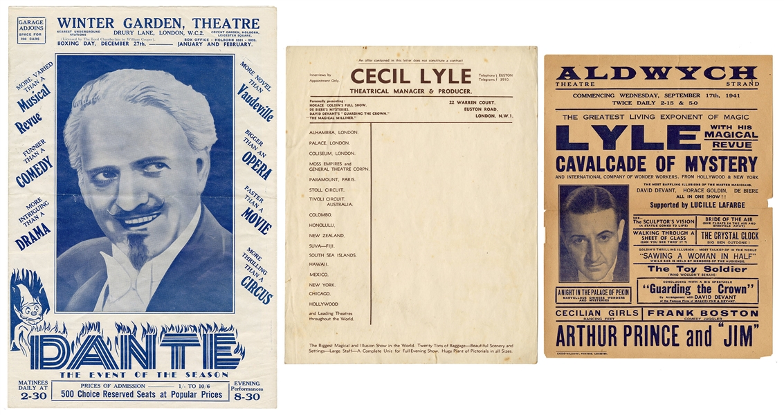  Dante and Cecil Lyle Magic Programs. Three pieces, includin...