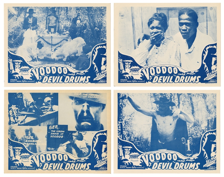  Voodoo Devil Drums. Toddy, 1944. Set of four lobby cards fo...