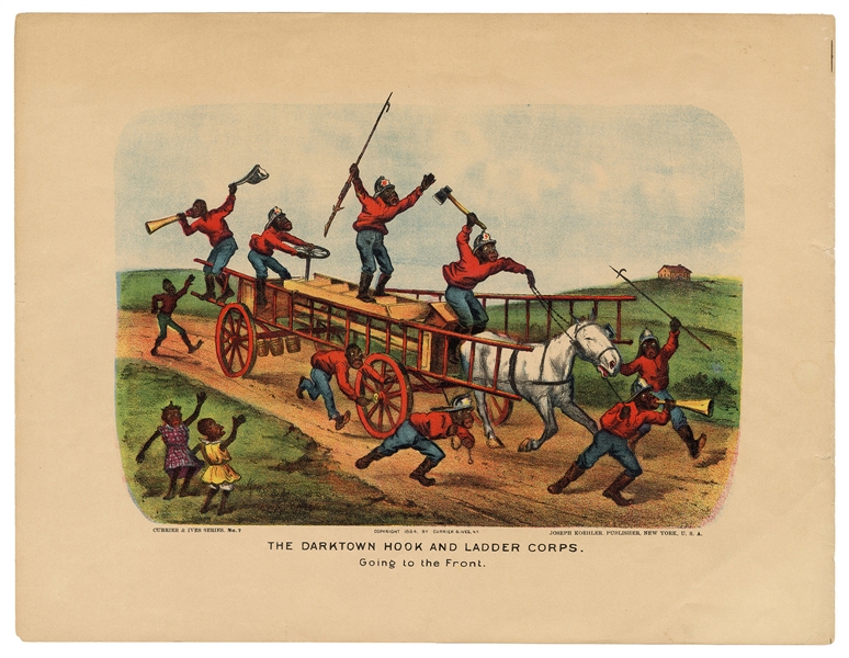  [Currier & Ives] The Darktown Hook and Ladder Corps. 1884. ...