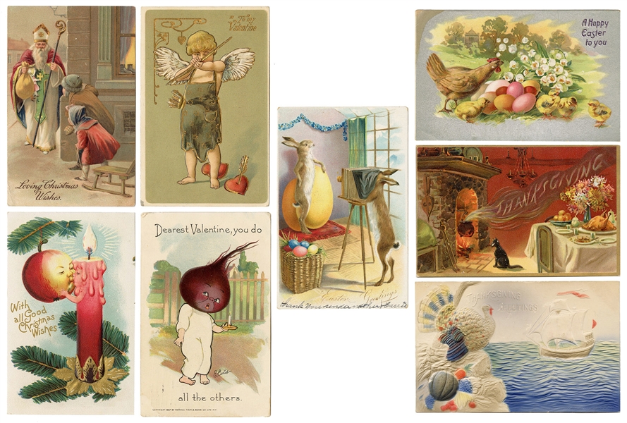  Holiday and Greetings Postcards. Lot of Over 100. Bulk 1900...