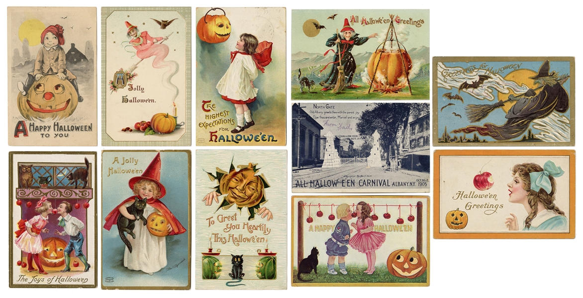  Halloween Postcards. Lot of 11. 1900s/10s. Various Hallowee...