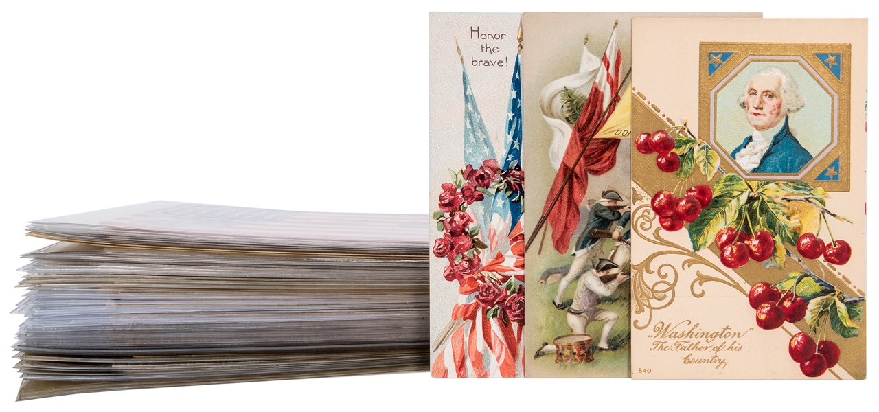  U.S. Military / Patriotic Postcards. Lot of 77. Bulk 1900s/...
