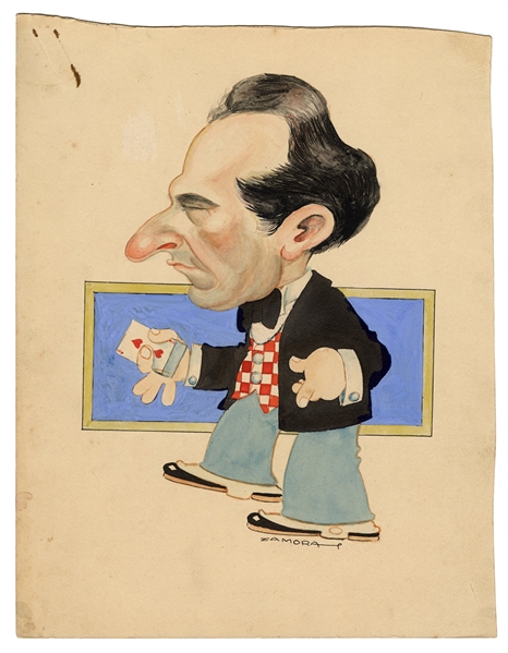  Dunninger, Joseph. Caricature of Dunninger by Zamora. Circa...