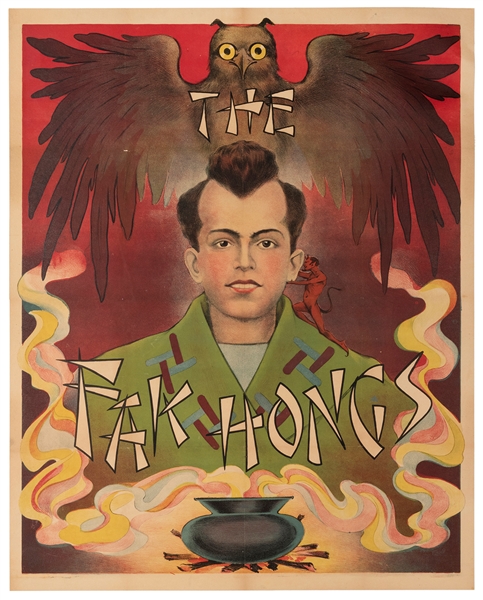  The Fak Hongs. N.p., ca. 1930s. Lithograph magic poster sho...