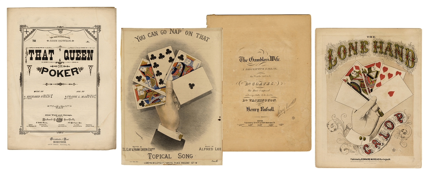  [Poker] Four Early Pieces of Gambling / Poker Sheet Music. ...