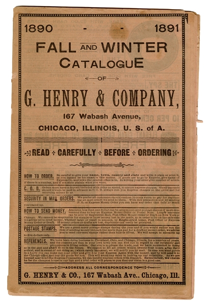  G. Henry & Co. Fall and Winter Catalogue. 1890-1891. Chicag...