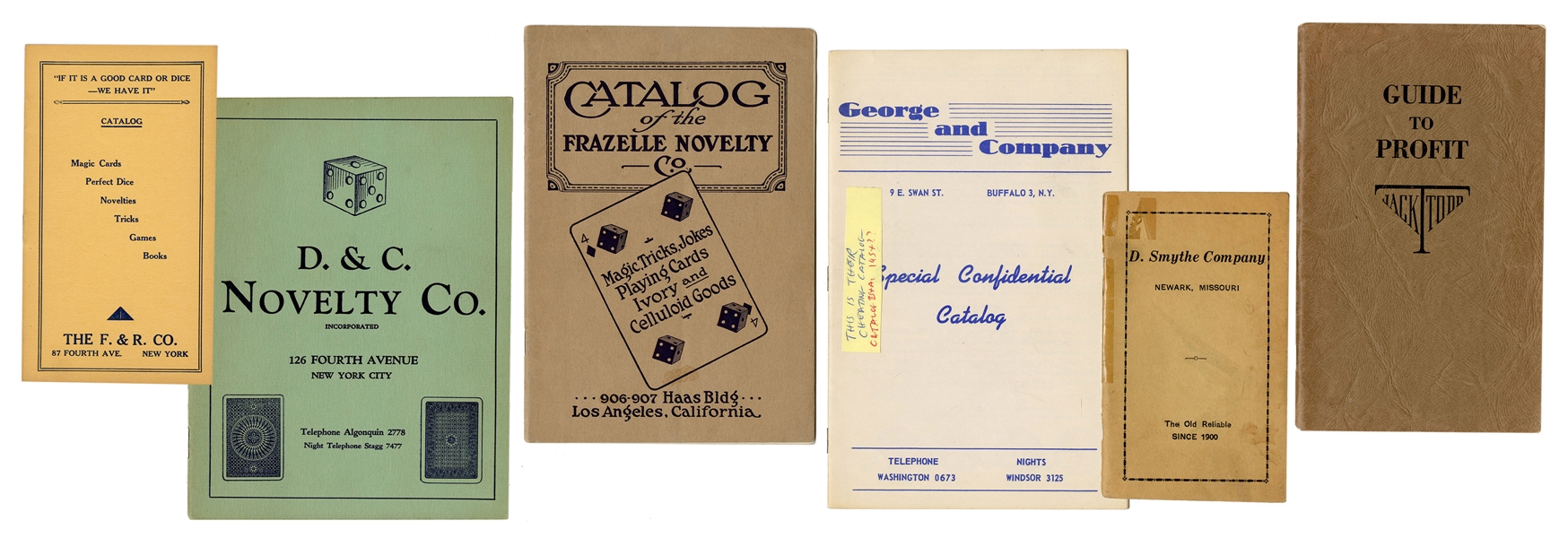  Lot of 6 Crooked Gambling Supply Catalogs. Suppliers includ...