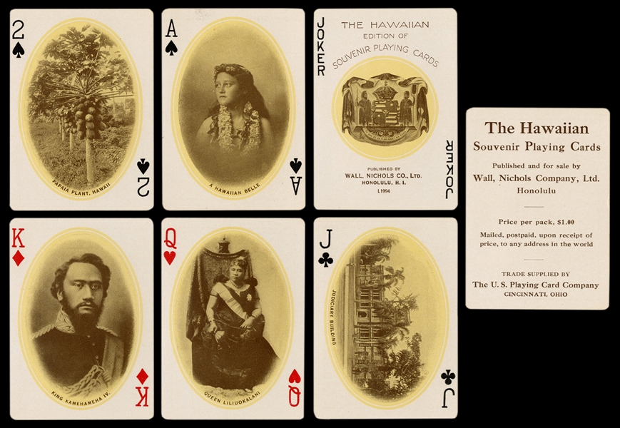  [Hawaii] The Hawaiian Souvenir Playing Cards. USPC, ca. 192...