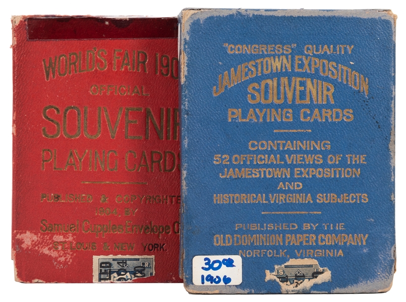  Two Fair Souvenir / Exposition Playing Card Decks. Includin...
