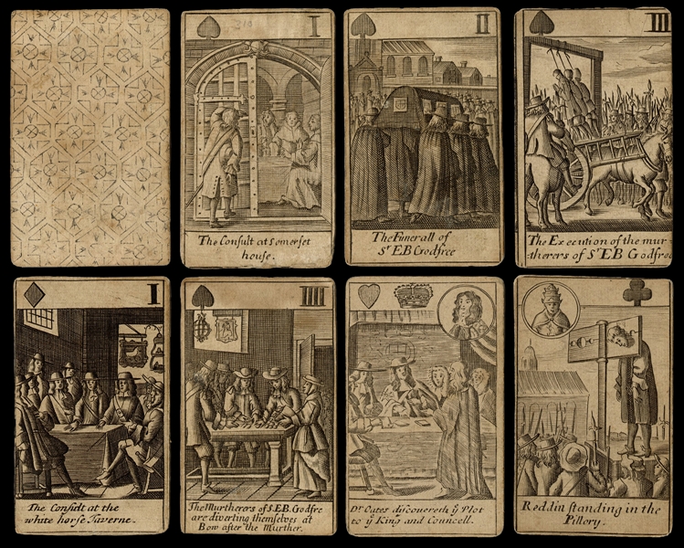  Popish Plot Playing Cards. English, ca. 1679. Square-corner...