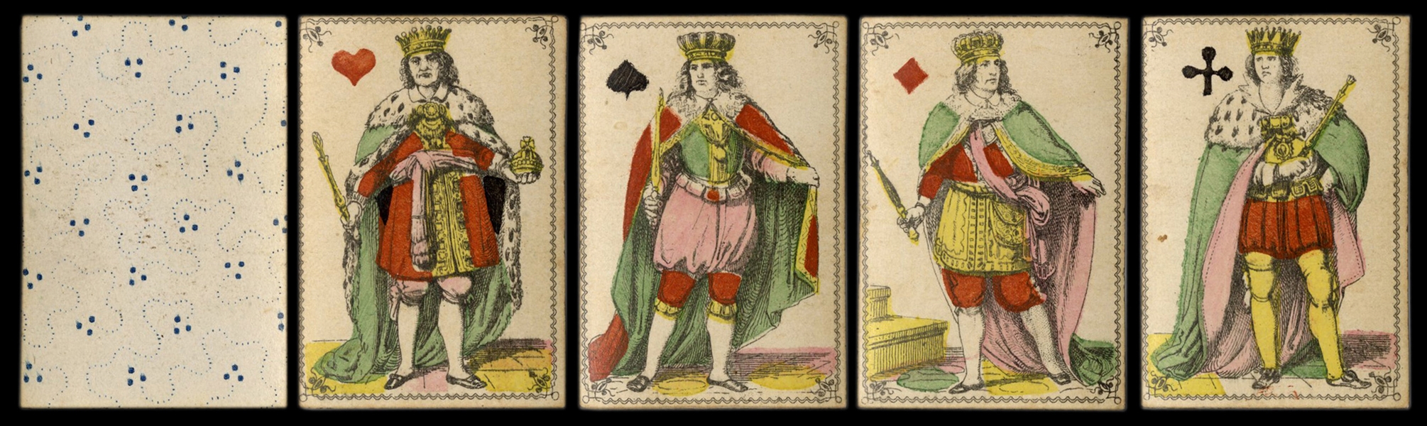  Miniature Hand-Colored Playing Cards. French [?], ca. 1851....