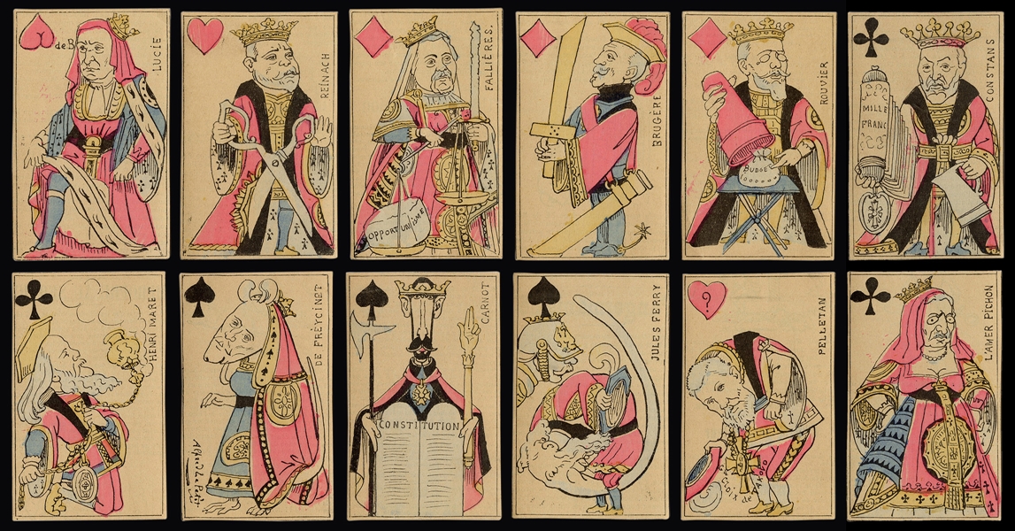  Twelve Satirical French Court Cards. Paris: Le Pilori, 1891...