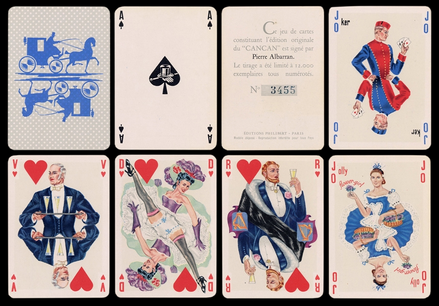  Philibert CanCan Playing Cards. Paris, ca. 1956. 52 + 2J + ...