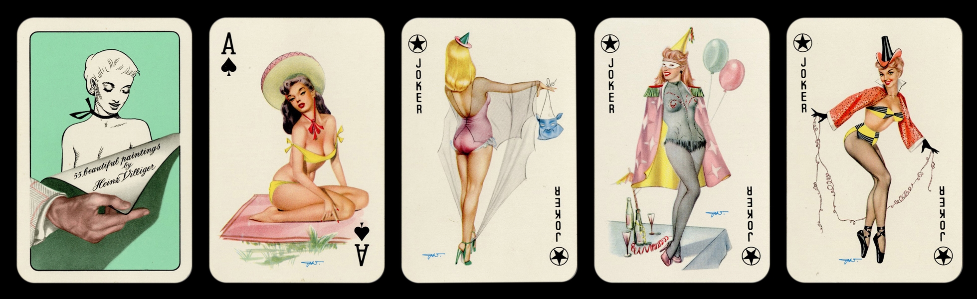  Joker “Darling” Pin-Up Playing Cards. Germany, ca. 1950s. 5...