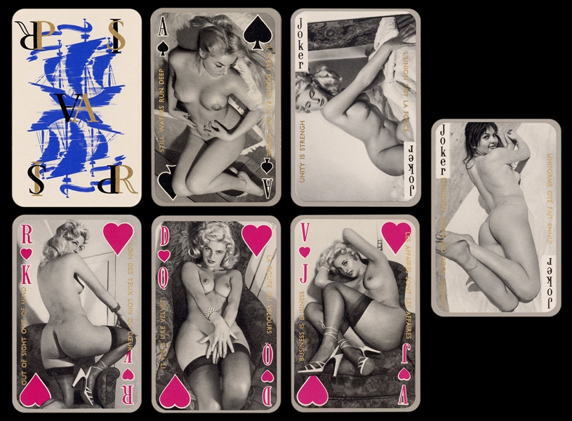  Philibert/Cartier “Proverbes” Pin-Up Playing Cards. France,...