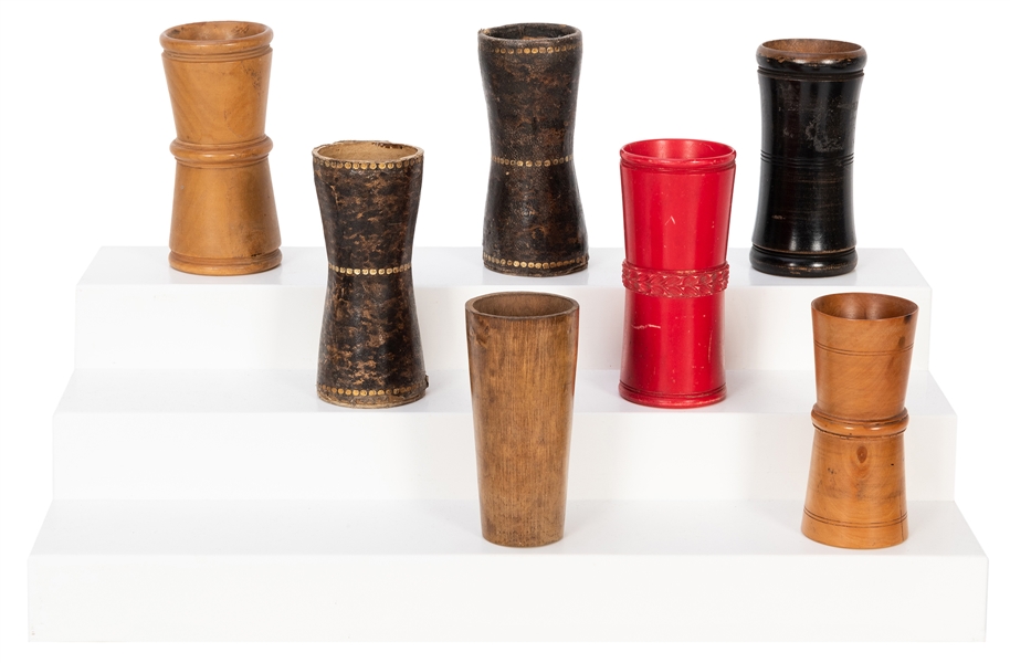  Lot of 7 Gambling Dice Cups. 19th/early 20th century. Inclu...