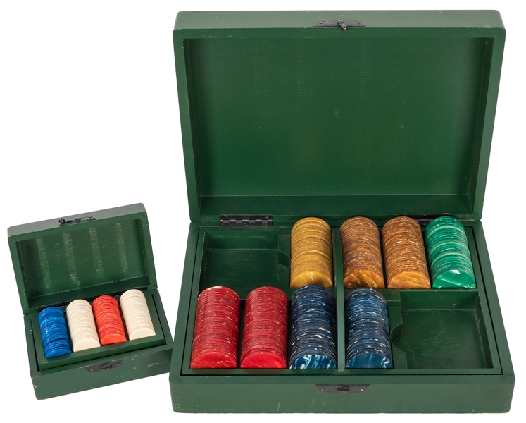  Pair of Equestrian / Hunting Game or Poker Sets. Two wooden...